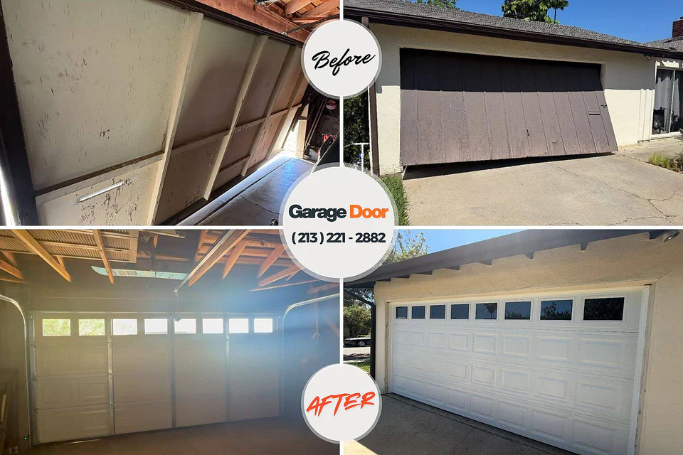 Before and after: garage door repair Grayling, MI